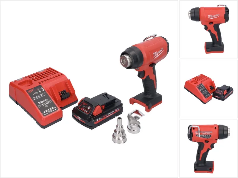 M18 BHG-301 snoerloos heteluchtpistool 18 V 470 °C + 1x oplaadbare batterij 3.0 Ah + lader de Milwaukee – image du produit