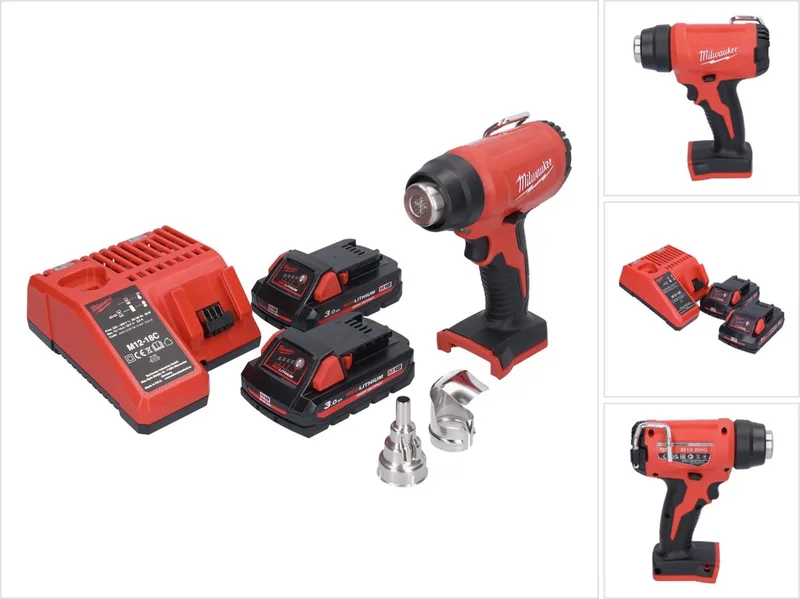 M18 BHG-302 snoerloos heteluchtpistool 18 V 470 °C + 2x accu 3.0 Ah + lader de Milwaukee – image du produit