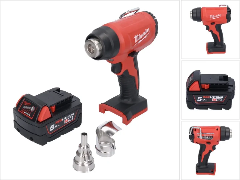 M18 BHG-501 snoerloos heteluchtpistool 18 V 470 °C + 1x oplaadbare batterij 5.0 Ah - zonder lader de Milwaukee – image du produit