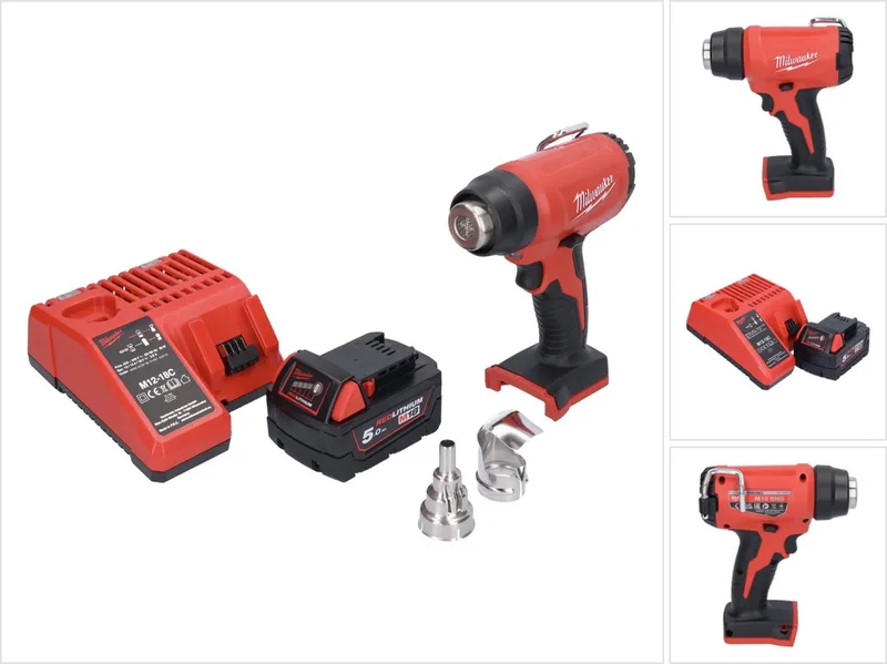 M18 BHG-501 snoerloos heteluchtpistool 18 V 470 °C + 1x oplaadbare batterij 5.0 Ah + lader de Milwaukee – image du produit
