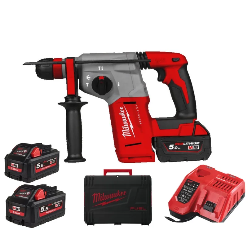 M18 BLHX-502X Accu combihamer SDS-Plus 2,3J + snelwisselboorkop 18V 5.0Ah in HD-Box - 4933478892 de Milwaukee – image du produit