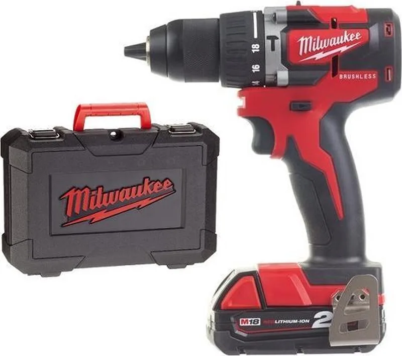 M18 CBLPD-202C 18V Li-Ion accu klopboor-/schroefmachine set (2x 2.0Ah accu) in koffer - koolborstelloos by Milwaukee – product image