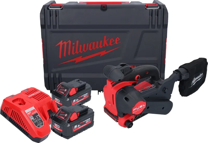 M18 FBTS75-552X Accu Bandschuurmachine 75 mm 18V 5.5Ah M18 FUEL™ in HD Box - 4933479615 van Milwaukee – productafbeelding