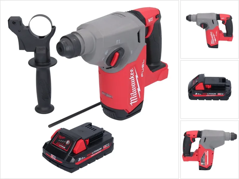 M18 FH-301 accu-boorhamer 18 V 2,5 J SDS plus borstelloos + 1x accu 3,0 Ah - zonder oplader fra Milwaukee – produktbillede