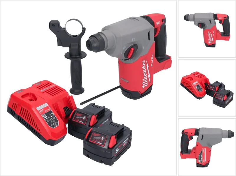 M18 FH-502 accu-boorhamer 18 V 2,5 J SDS plus borstelloos + 2x accu 5,0 Ah + oplader de Milwaukee – image du produit