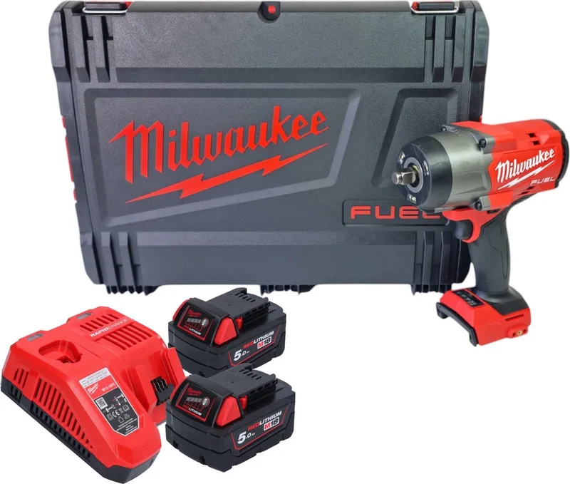 M18 FHIW2F12-502X Accu-slagmoersleutel 18 V 1491 Nm 1/2" ( 4933492783 ) Koolborstelloos + 2x oplaadbare accu 5.0 Ah + lader + HD doos von Milwaukee – Produktbild