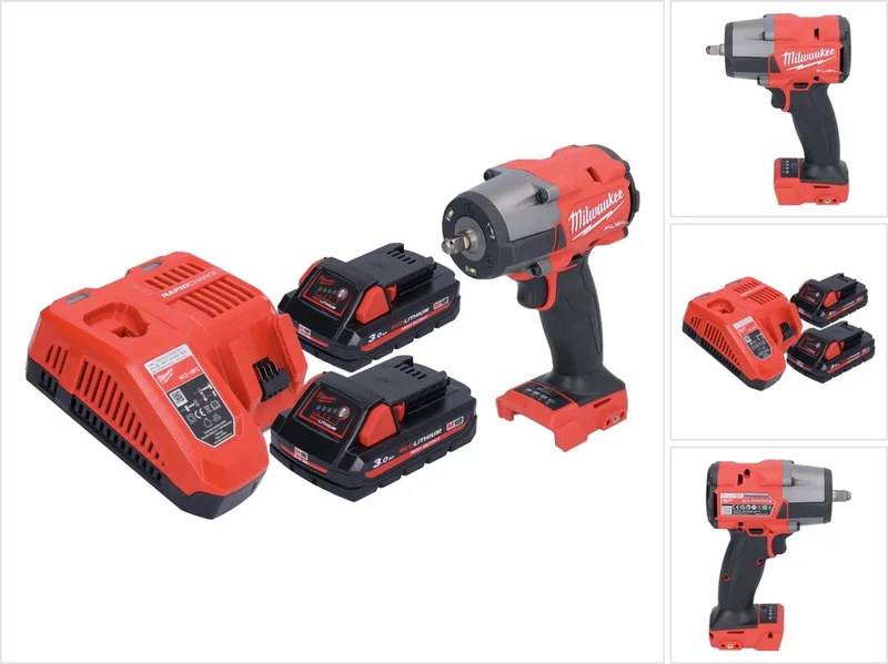 M18 FMTIW2F38-302 Accu-slagmoersleutel 18 V 745 Nm 3/8" borstelloos + 2x oplaadbare accu 3.0 Ah + lader de Milwaukee – image du produit