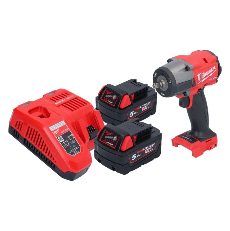 M18 FMTIW2F38-502 Accu-slagmoersleutel 18 V 745 Nm 3/8" borstelloos + 2x oplaadbare accu 5.0 Ah + lader van Milwaukee – productafbeelding 2 van 5