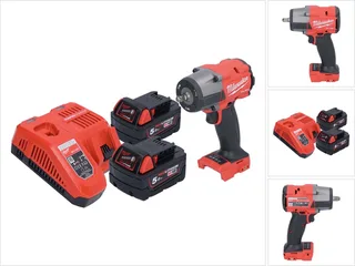 M18 FMTIW2F38-502 Accu-slagmoersleutel 18 V 745 Nm 3/8" borstelloos + 2x oplaadbare accu 5.0 Ah + lader van Milwaukee – productafbeelding 1 van 5