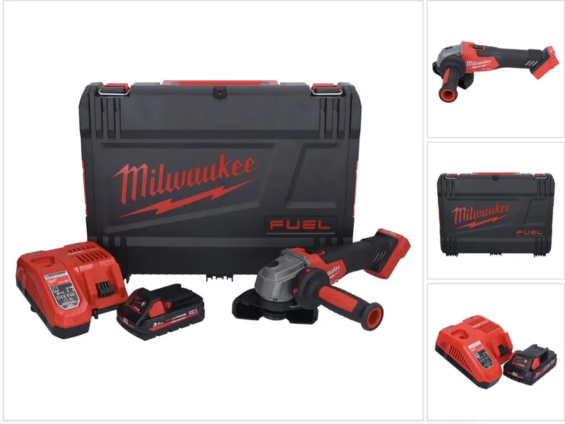 M18 FSAG115X-301X accu-haakse slijper 18 V 115 mm borstelloos + 1x accu 3,0 Ah + oplader + HD-box de Milwaukee – image du produit