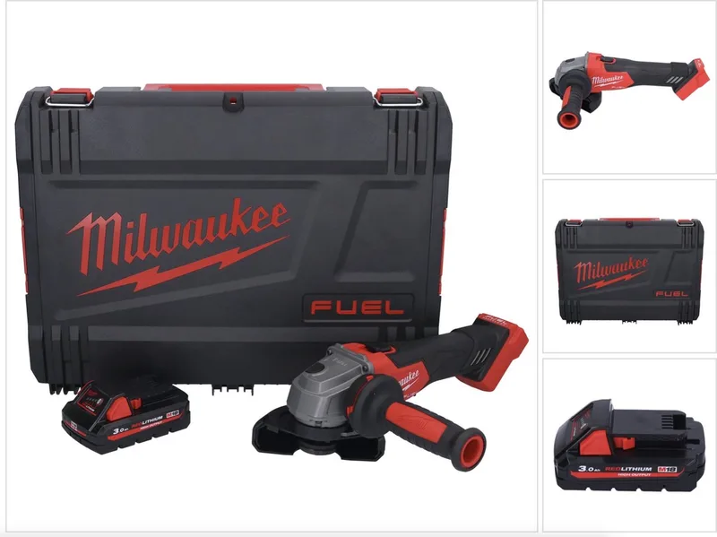 M18 FSAG115X-301X accu-haakse slijper 18 V 115 mm borstelloos + 1x accu 3,0 Ah + HD-koffer - zonder oplader von Milwaukee – Produktbild