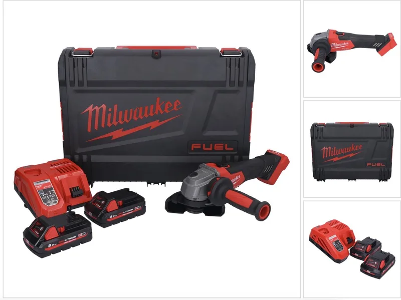 M18 FSAG115X-302X accu-haakse slijper 18 V 115 mm borstelloos + 2x accu 3,0 Ah + oplader + HD-koffer von Milwaukee – Produktbild