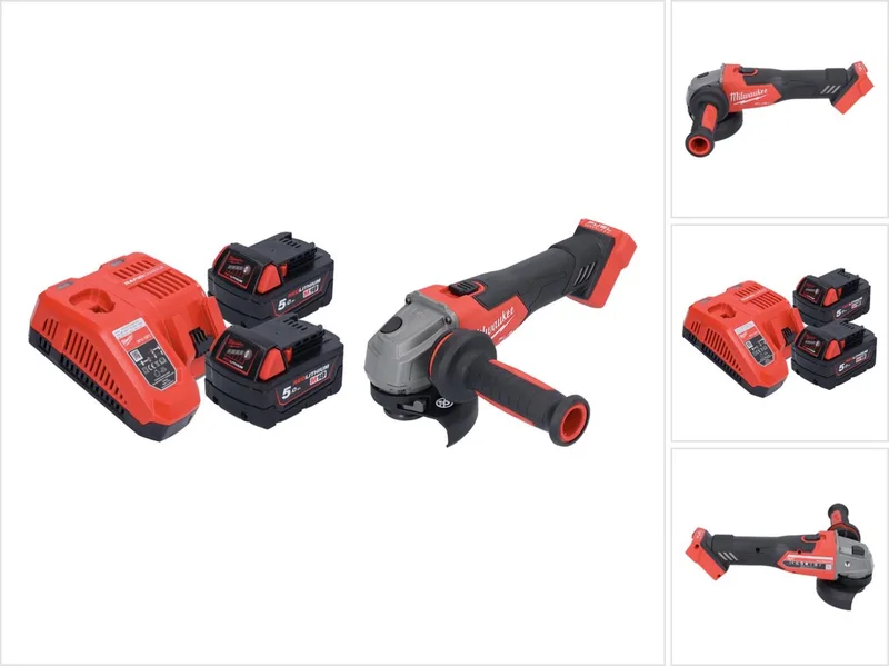 M18 FSAG115X-502 Snoerloze haakse slijper 18 V 115 mm borstelloos + 2x accu 5.0 Ah + lader fra Milwaukee – produktbillede