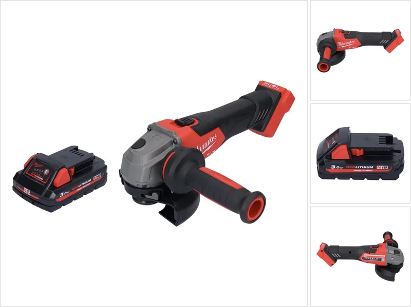 M18 FSAG125X-301 Snoerloze haakse slijper 18 V 125 mm borstelloos + 1x oplaadbare accu 3.0 Ah - zonder lader fra Milwaukee – produktbillede