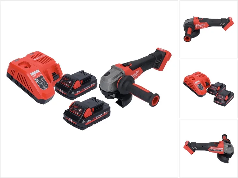 M18 FSAG125X-302 Snoerloze haakse slijper 18 V 125 mm borstelloos + 2x accu 3.0 Ah + lader von Milwaukee – Produktbild