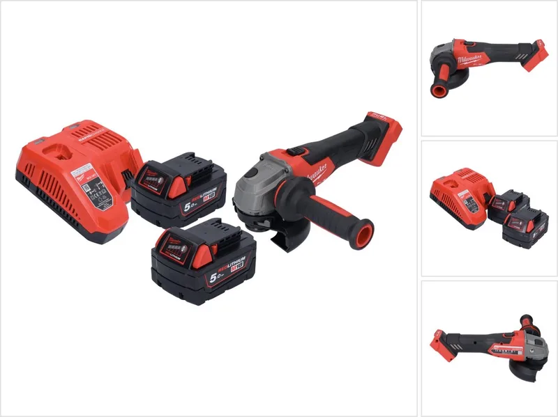 M18 FSAG125X-502 Snoerloze haakse slijper 18 V 125 mm borstelloos + 2x accu 5.0 Ah + lader by Milwaukee – product image