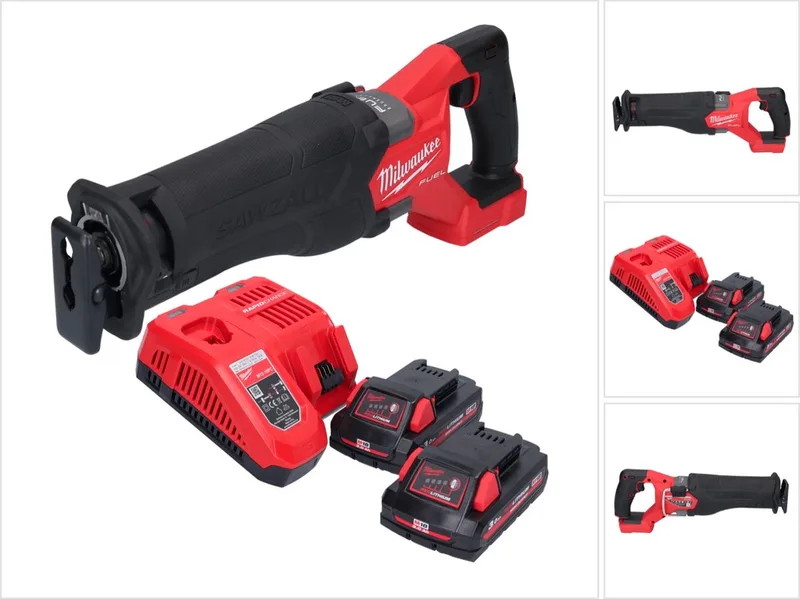 M18 FSZ-302 accu reciprozaag 18 V borstelloos + 2x accu 3.0 Ah + lader van Milwaukee – productafbeelding