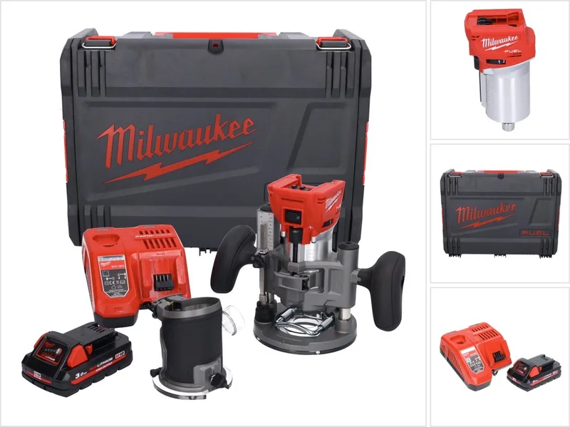 M18 FTR-301X accu bovenfrees 18 V borstelloos + 1x accu 3.0 Ah + lader + bovenfreesmodules + HD doos de Milwaukee – image du produit