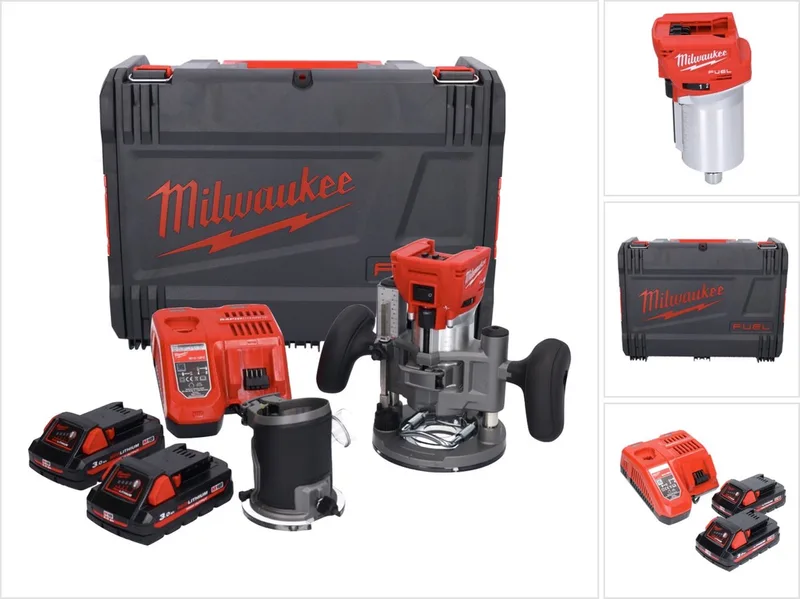 M18 FTR-302X accu bovenfrees 18 V borstelloos + 2x accu 3.0 Ah + lader + bovenfreesmodules + HD doos de Milwaukee – image du produit