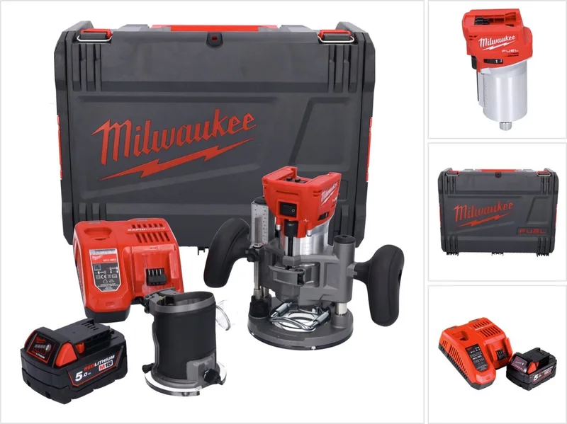 M18 FTR-501X accu bovenfrees 18 V borstelloos + 1x accu 5.0 Ah + lader + bovenfreesmodules + HD doos de Milwaukee – image du produit