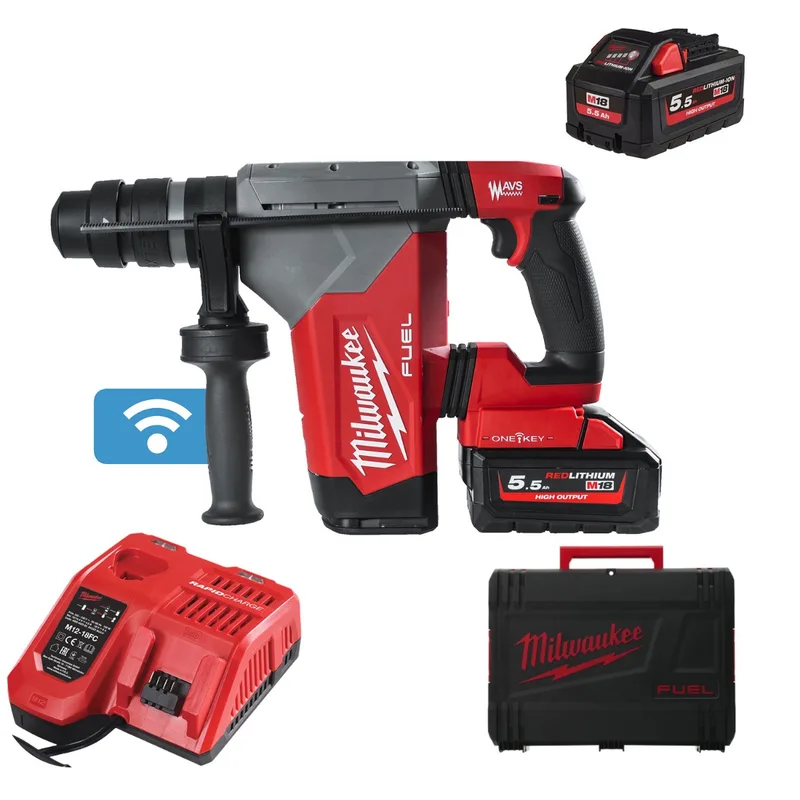 M18 FUEL™ ONEFHPX-552X ONE-KEY™ Accu combihamer SDS-Plus 5,0J + snelwisselboorkop 18V 5.5Ah in HD-Box - 4933478496 de Milwaukee – image du produit