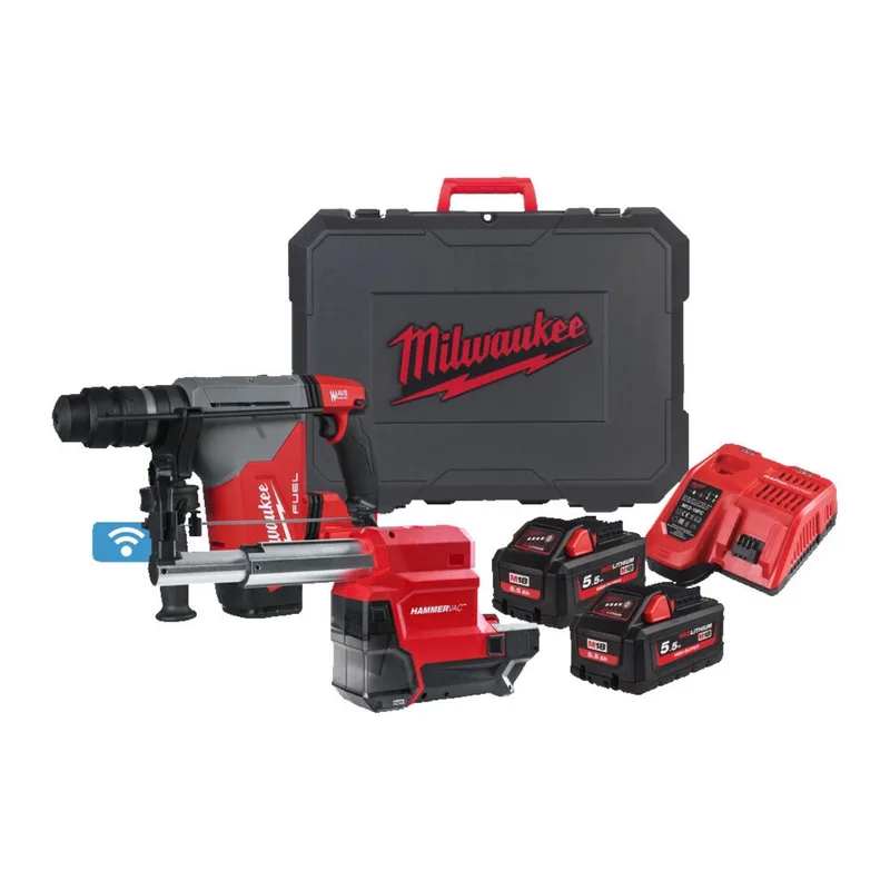 M18 FUEL™ ONEFHPX DEL-552C ONE-KEY™ Accu combihamer SDS-Plus 5,0J + snelwisselboorkop + stofafzuiging 18V 5.5Ah in HD-Box - 4933478498 de Milwaukee – image du produit