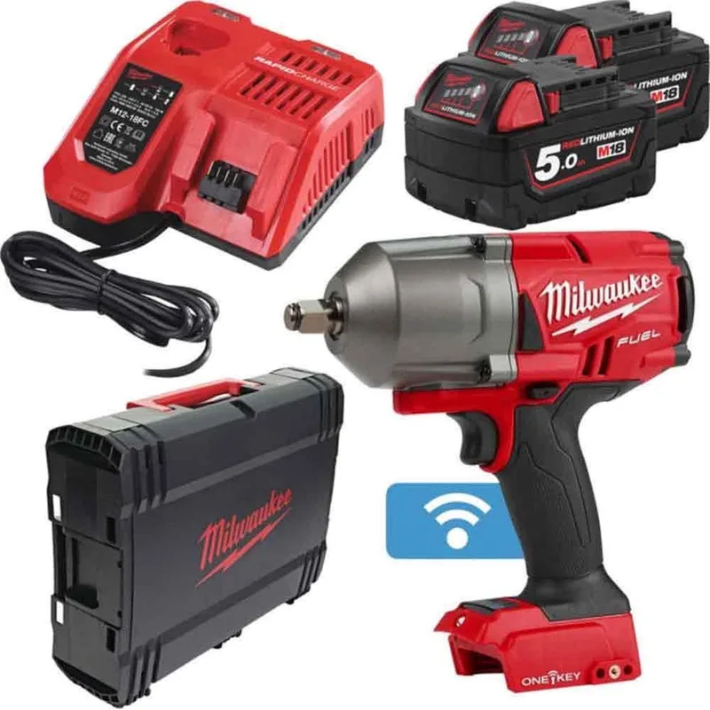 M18 ONEFHIWF12-502X ONE-KEY 18V Li-Ion accu Slagmoersleutel set (2x 5.0Ah accu) in HD Box - 1898Nm - koolborstelloos - 1/2" van Milwaukee – productafbeelding