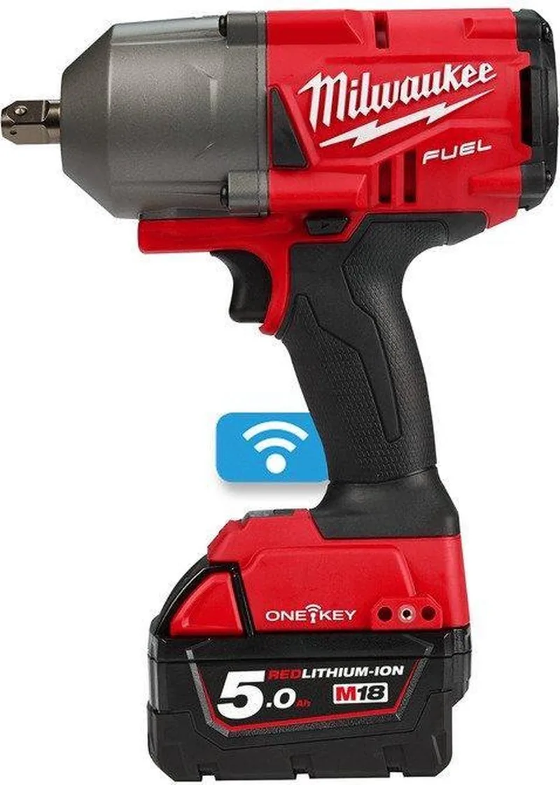 M18 ONEFHIWP12-502X 18V Li-Ion Accu slagmoersleutel set (2x 5,0Ah accu) in HD Box - 1017Nm - 1/2" - koolborstelloos fra Milwaukee – produktbillede
