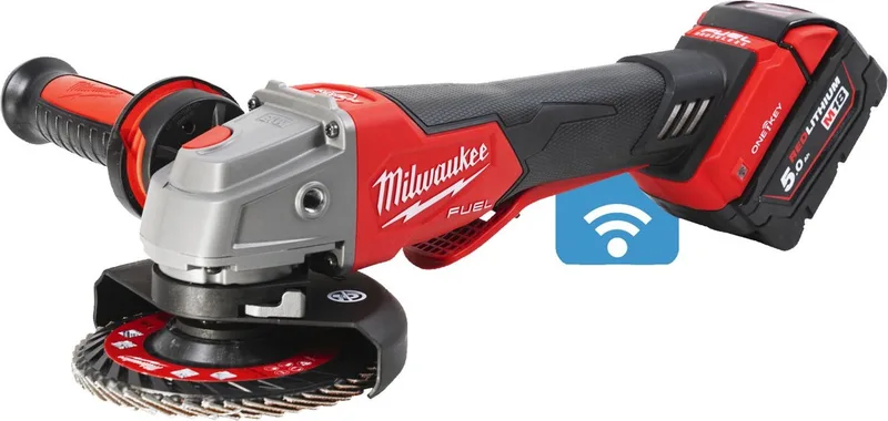 M18 ONEFSAG125XPDB-502X 18V Li-ion accu Haakse slijper set (2x5.0Ah) in HD box - 125mm - koolborstelloos fra Milwaukee – produktbillede