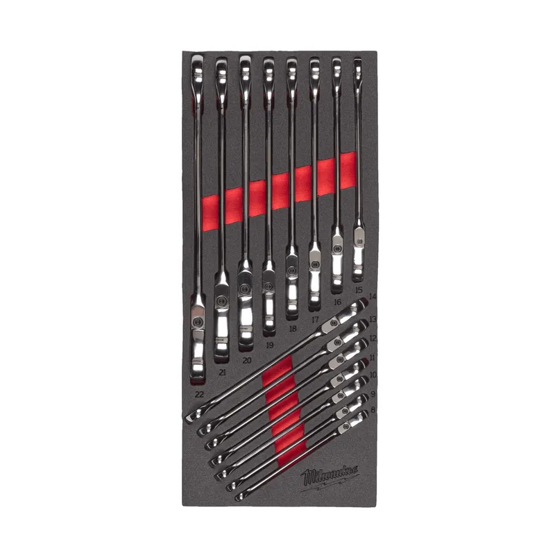Milwaukee 15-delig Foam inlay MAXBITE™ ringsteeksleutelset met ratel en flexkop - TOOLGUARD™ - 4932479829 by Milwaukee – product image