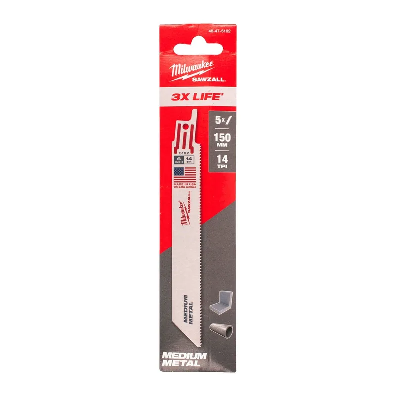 Milwaukee 150 mm Reciprozaagblad metaal Thin Kerf 14-Tpi (5 stuks) - 48475182 de Milwaukee – image du produit