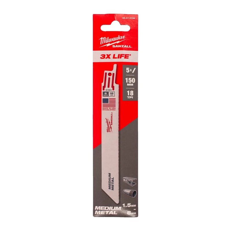 Milwaukee 150 mm Reciprozaagblad metaal Thin Kerf 18-Tpi (5 stuks) - 48475184 van Milwaukee – productafbeelding