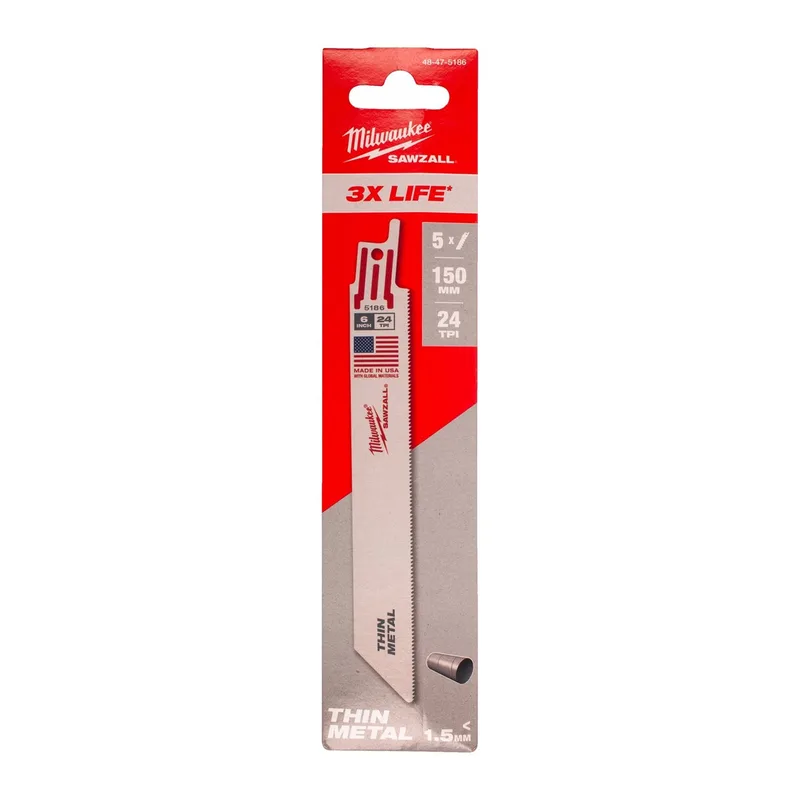 Milwaukee 150 mm Reciprozaagblad metaal Thin Kerf 25-Tpi (5 stuks) - 48475186 de Milwaukee – image du produit