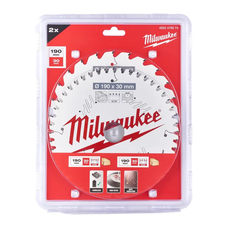 Milwaukee 190 x 30 mm Cirkelzaagblad Twin Pack (2-delig) - 4932479574 de Milwaukee – image du produit