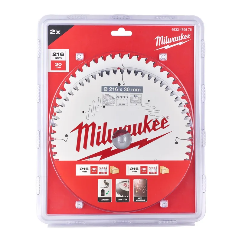 Milwaukee 216 x 30 mm Cirkelzaagblad Twin Pack (2-delig) - 4932479575 de Milwaukee – image du produit