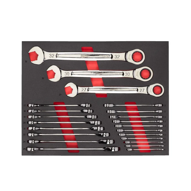 Milwaukee 22-delig Foam inlay MAXBITE™ ringsteeksleutelset met ratel - TOOLGUARD™ - 4932493248 by Milwaukee – product image