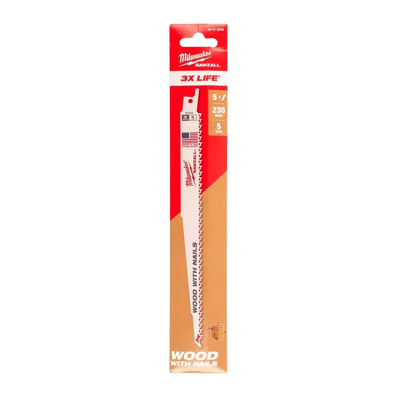 Milwaukee 230 mm Reciprozaagblad hout Thin Kerf 5-Tpi (5 stuks) - 48475036 de Milwaukee – image du produit