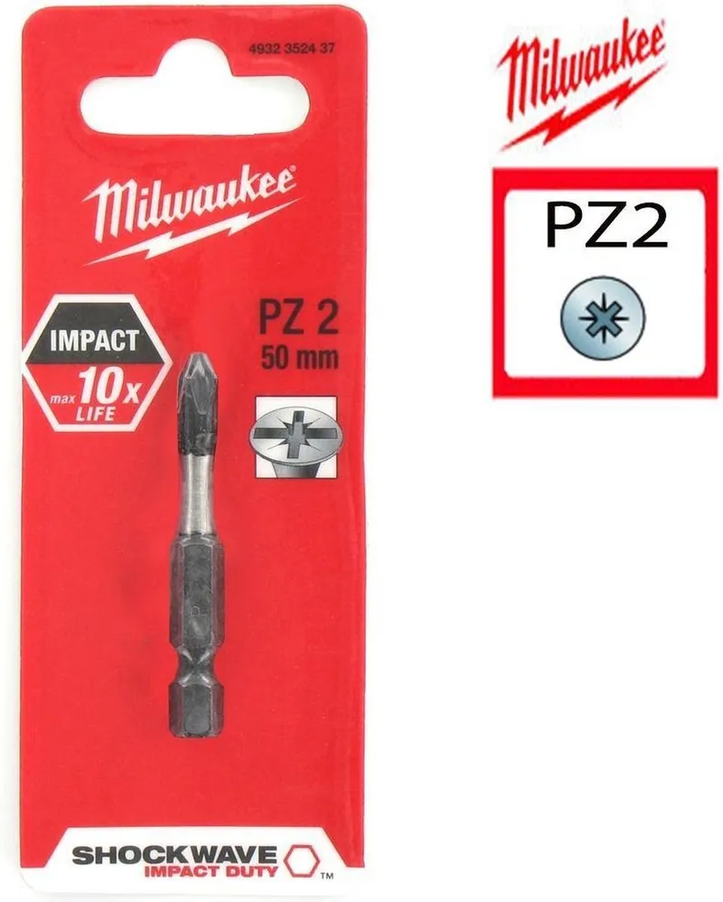 Milwaukee 4932352437 / 4932430865 Shockwave impact duty schroefbit PZ 2 - 50mm (1st) by Milwaukee – product image
