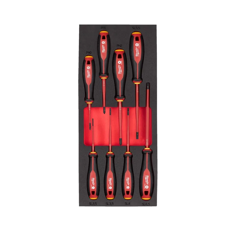 Milwaukee 8-delig Foam inlay Tri-Lobe VDE schroevendraaierset Sleuf/Philips - TOOLGUARD™ - 4932493249 by Milwaukee – product image