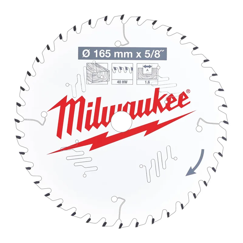 Ø 165mm Asgat 15,87mm 40T Cirkelzaagblad voor Hout - 4932471312 från Milwaukee – produktbild