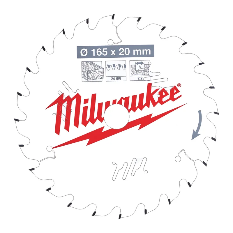 Ø 165mm Asgat 20mm 24T Cirkelzaagblad voor Hout - 4932471294 von Milwaukee – Produktbild