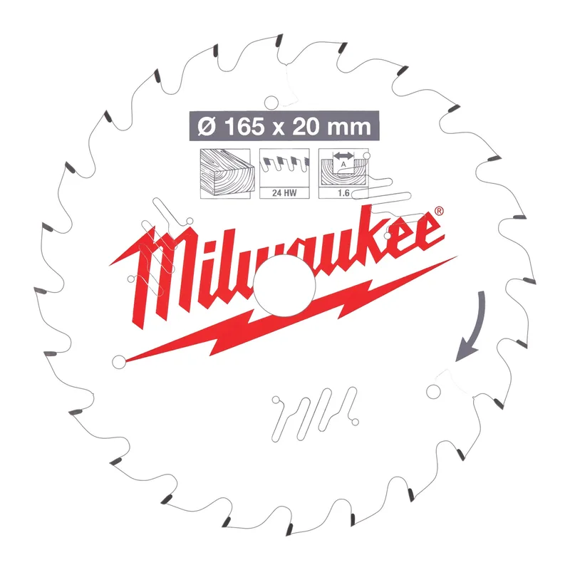 Ø 165mm Asgat 20mm 24T Cirkelzaagblad voor Hout - 4932471931 von Milwaukee – Produktbild