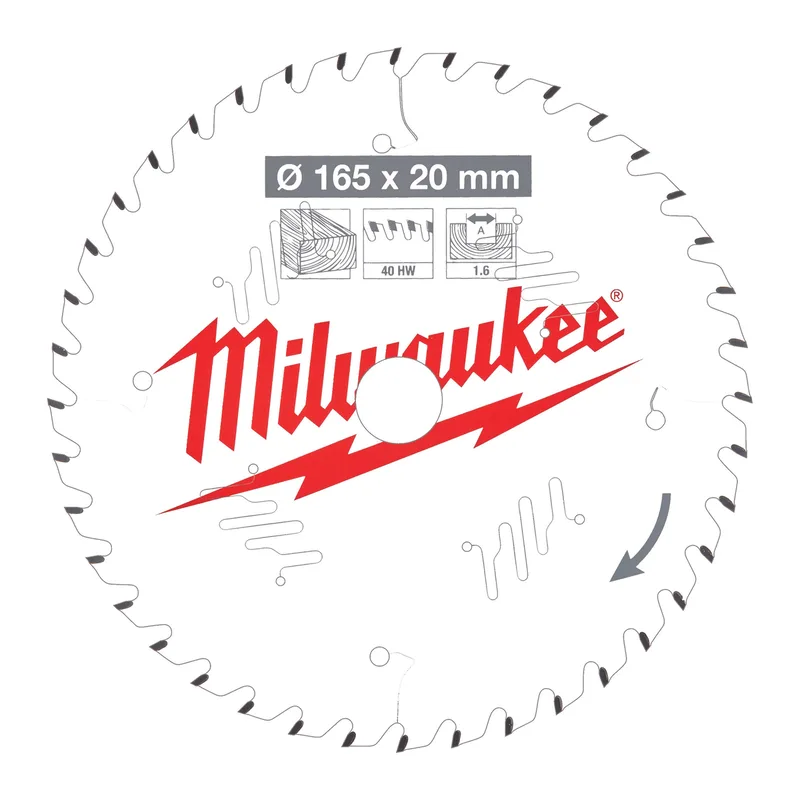 Ø 165mm Asgat 20mm 40T Cirkelzaagblad voor Hout - 4932471932 de Milwaukee – image du produit
