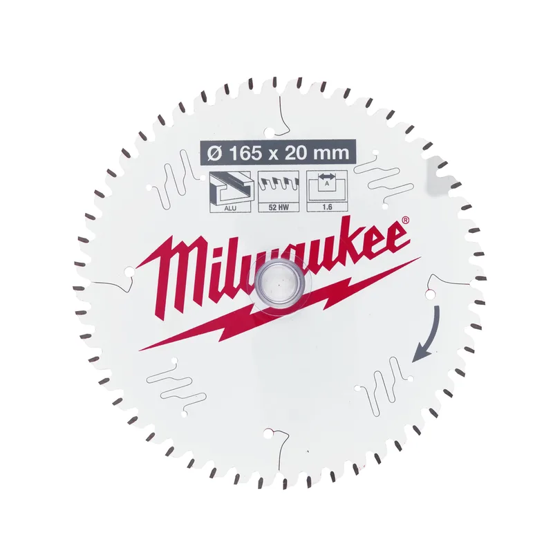 Ø 165mm Asgat 20mm 52T Cirkelzaagblad voor Aluminium - 4932479087 van Milwaukee – productafbeelding