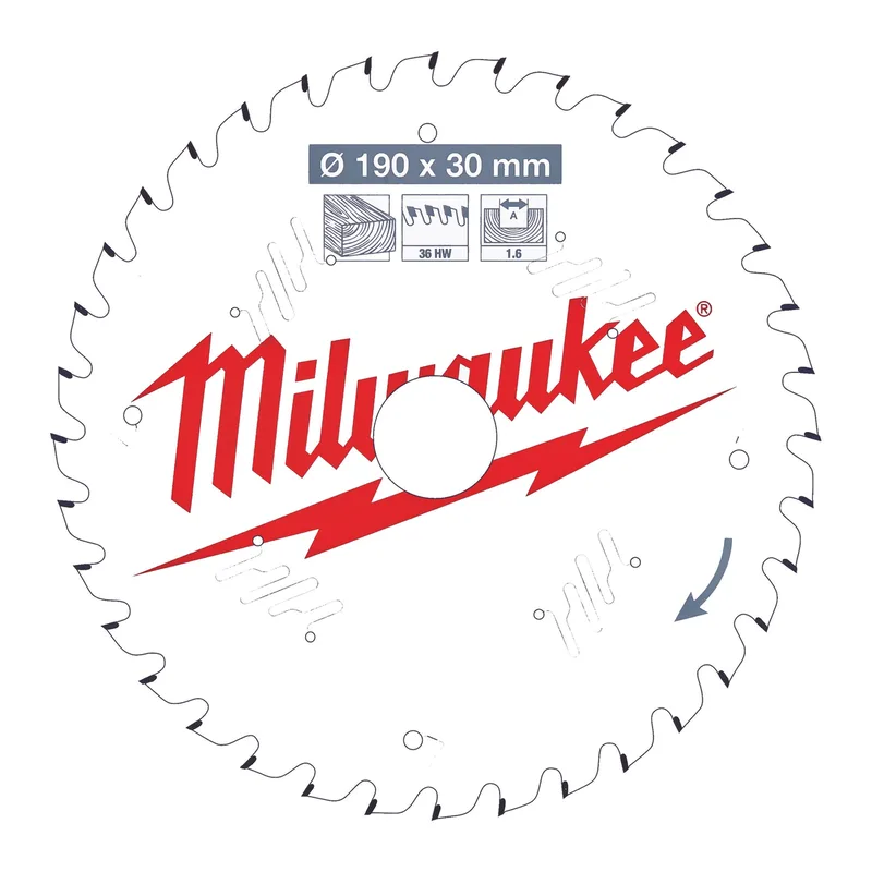 Ø 190mm Asgat 30mm 36T Cirkelzaagblad voor Hout - 4932471301 de Milwaukee – image du produit