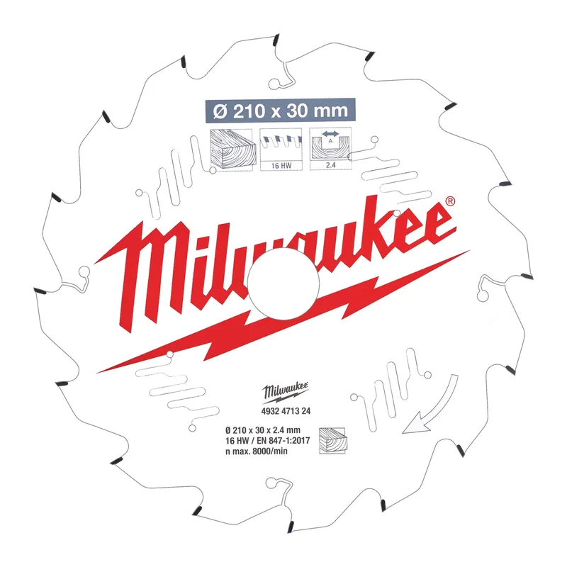 Ø 210mm Asgat 30mm 16T Cirkelzaagblad voor Hout - 4932471324 de Milwaukee – image du produit