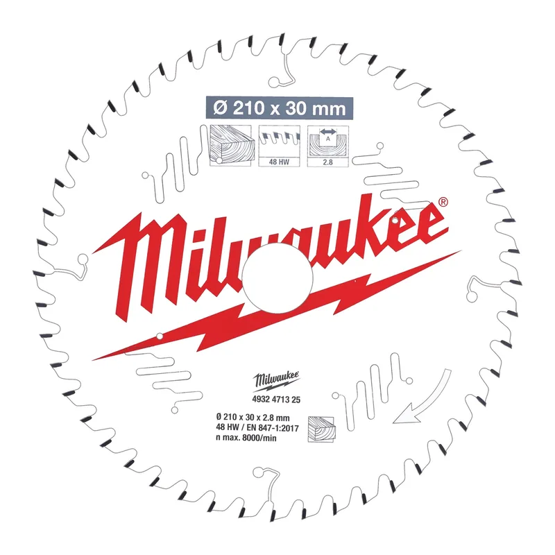 Ø 210mm Asgat 30mm 48T Cirkelzaagblad voor Hout - 4932471325 von Milwaukee – Produktbild