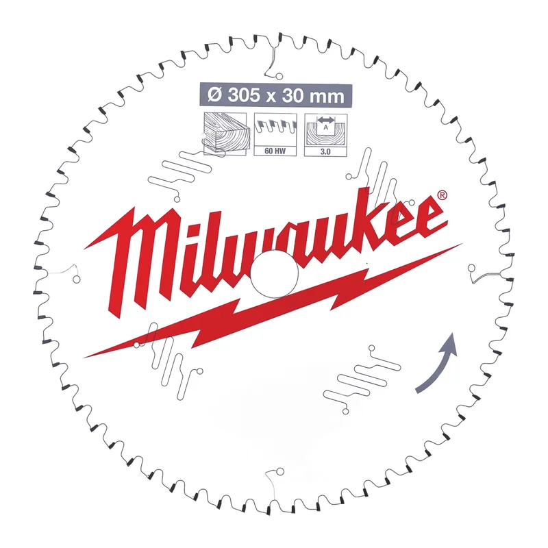 Ø 305mm Asgat 30mm 60T Cirkelzaagblad voor Hout - 4932471321 de Milwaukee – image du produit