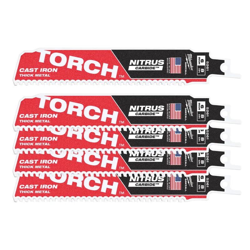 Reciprozaagblad SAWZALL metaal 150 mm Carbide TORCH NITRUS 8 TPI (5 stuks) - 48475561 de Milwaukee – image du produit
