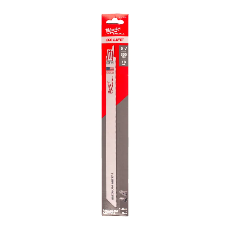 Reciprozaagblad SAWZALL metaal 300 mm Thin Kerf 18 TPI (5 stuks) - 48475189 de Milwaukee – image du produit